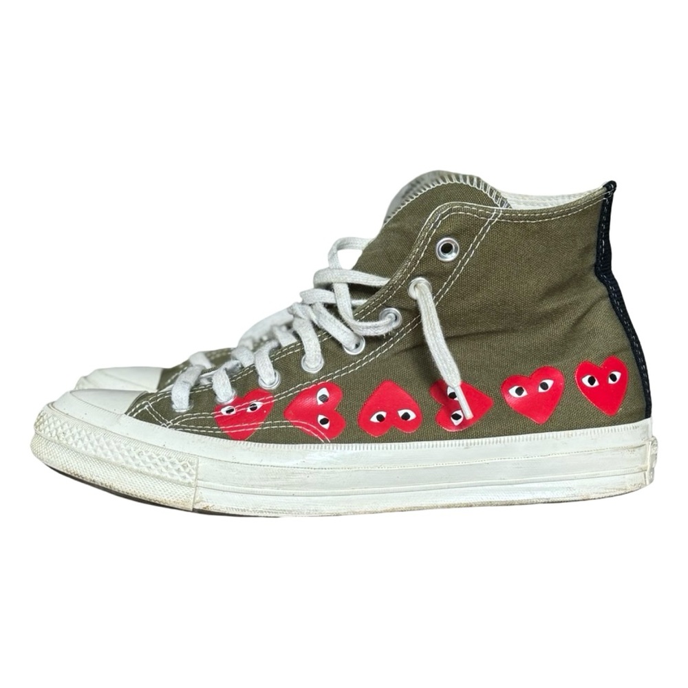 Comme des Garçons PLAYxConverse Chuck 70 Hi Multi-Heart Olive Green - Men’s 9
